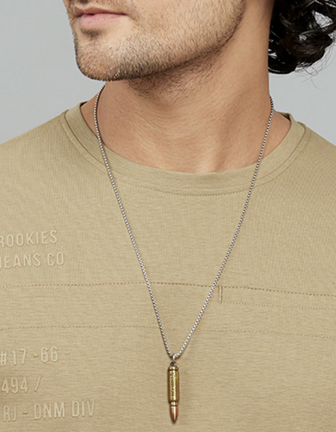 Khaki Full Sleeves Round Neck Tee - Image 4