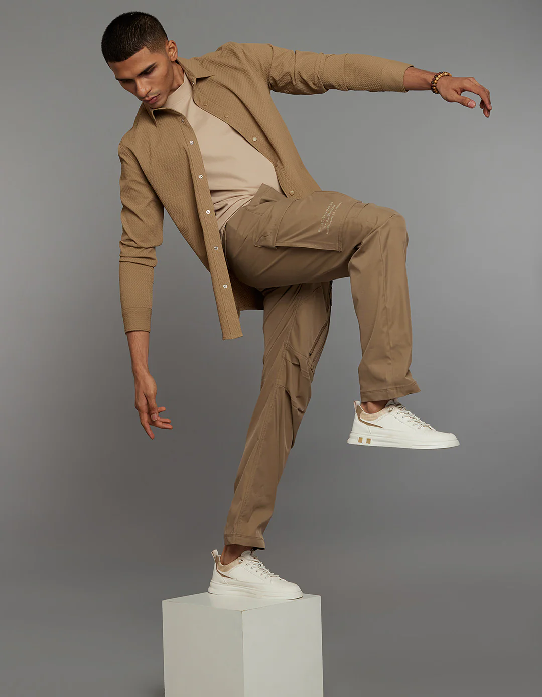 Khaki Full Sleeves Texture Shirt - Image 2