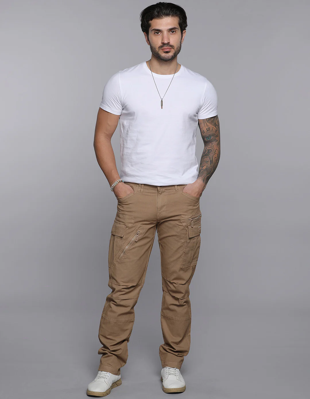 Khaki Regular Fit Cargo Pant - Image 2