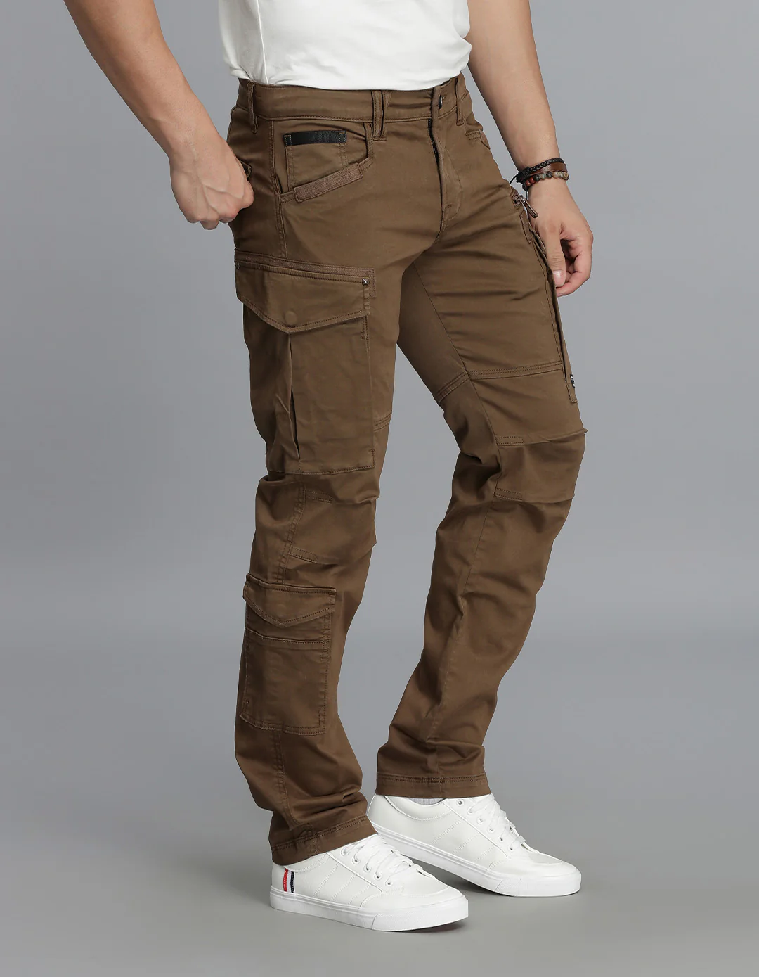 Khaki Regular Fit Cargo Pant - Image 4
