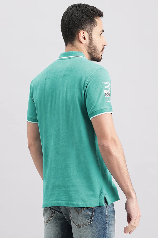 Lake Blue Half Sleeve Pique Polo Tee - Image 4