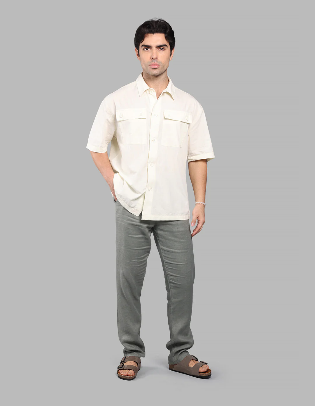 Lemon 100% Cotton Half Sleeve Oversized Solid Shirt - Image 3