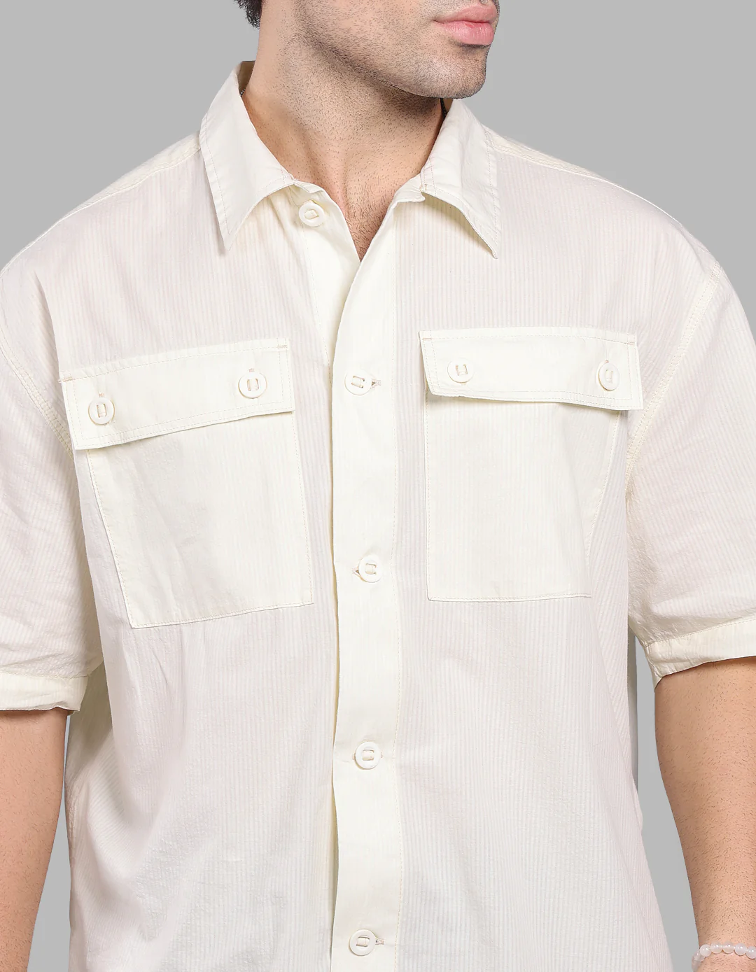 Lemon 100% Cotton Half Sleeve Oversized Solid Shirt - Image 7