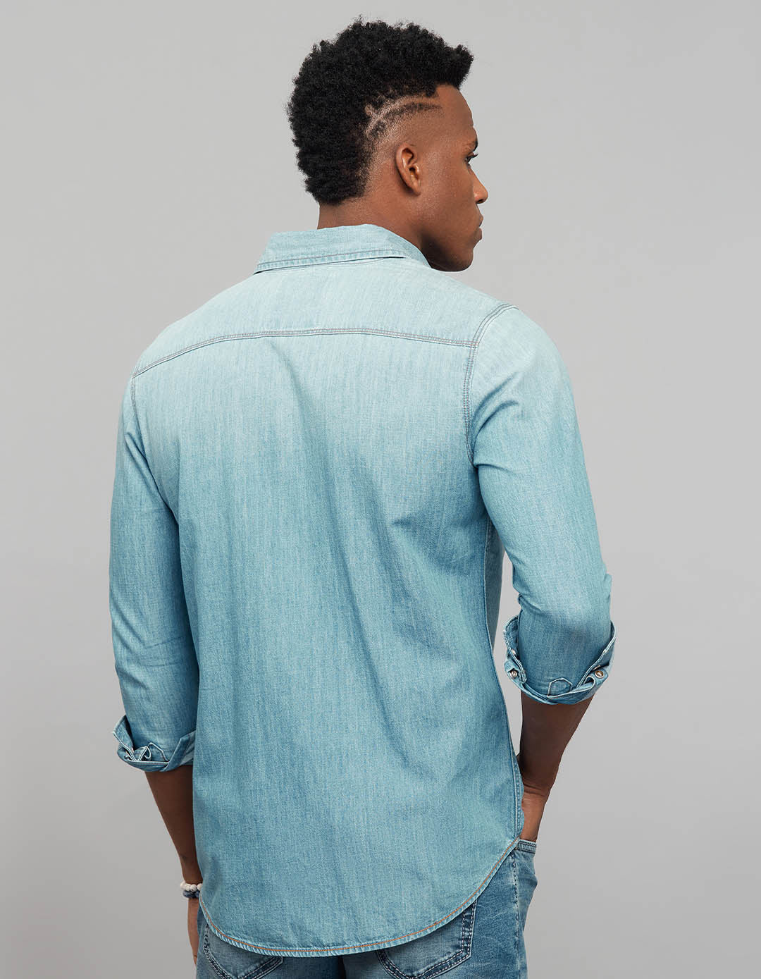 Light Blue Full Sleeves Denim Shirt - Image 6
