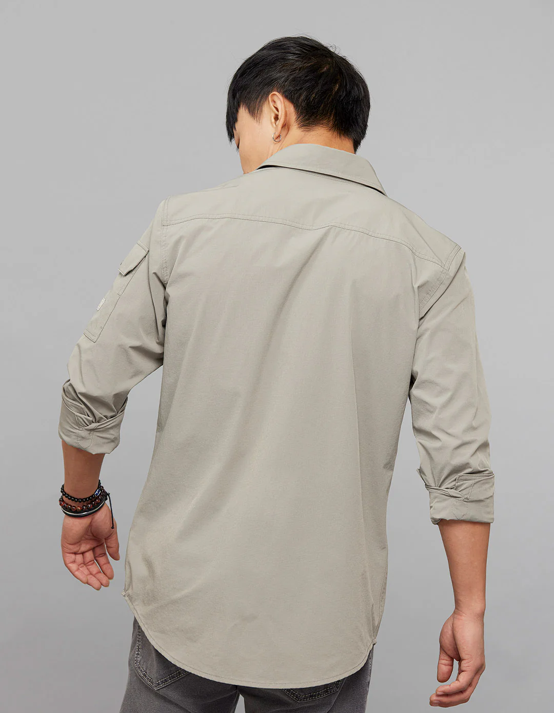 Light Grey Full Sleeves Cargo Shirt - Image 4