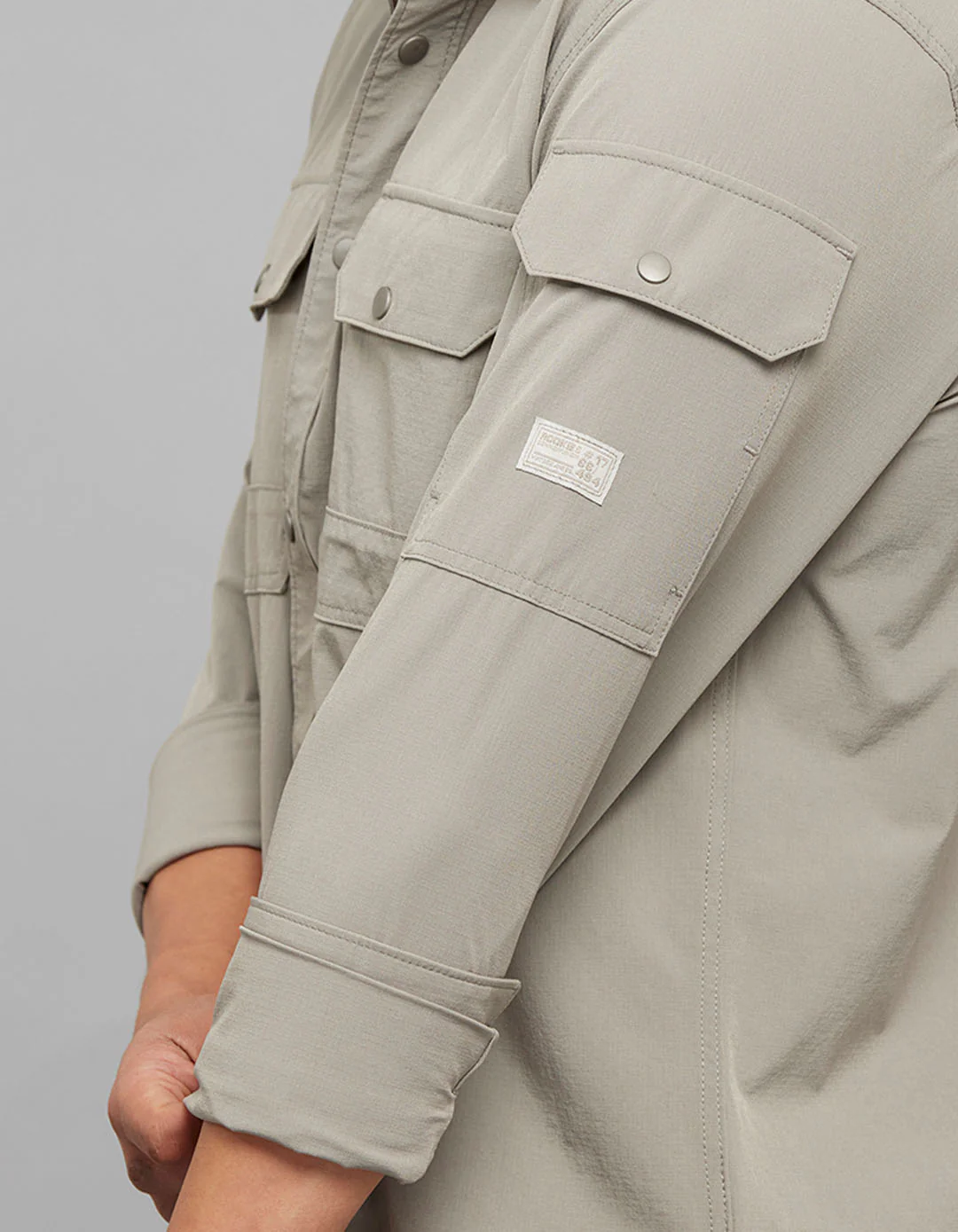 Light Grey Full Sleeves Cargo Shirt - Image 5