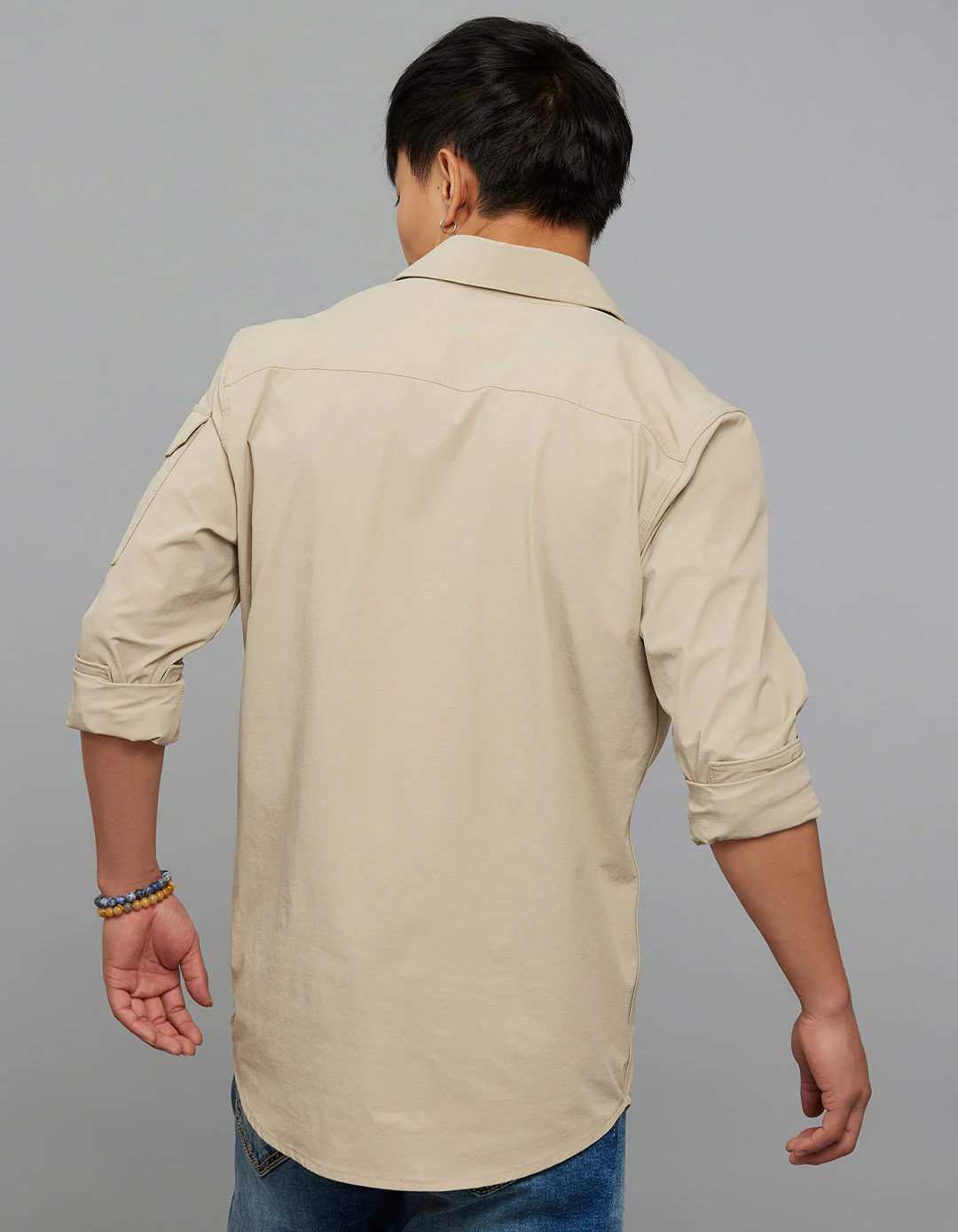 Light Khaki Full Sleeves Cargo Shirt - Image 4