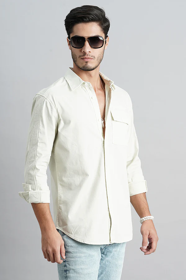 Light Lemon Full Sleeve Solid Shirt - Image 3