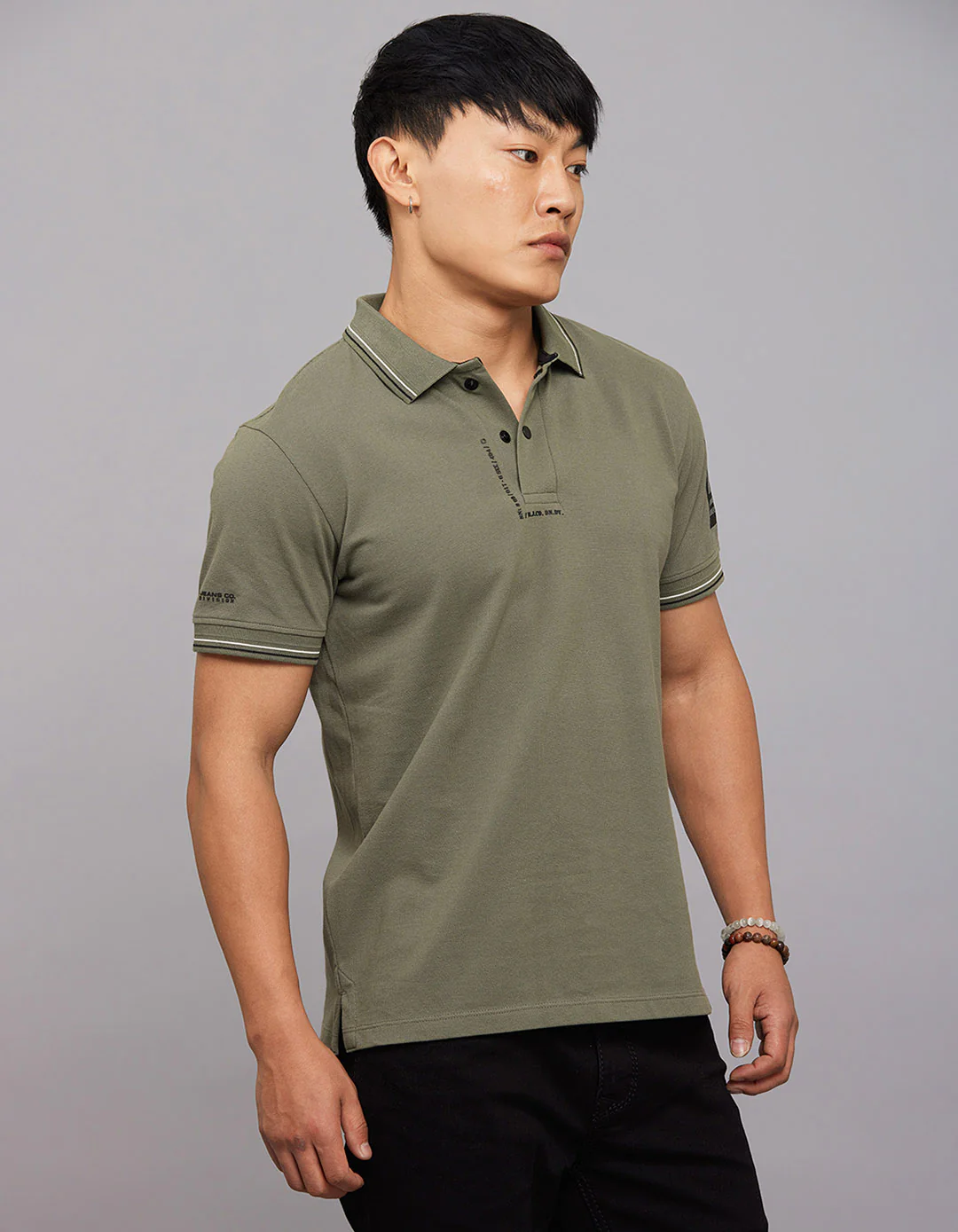 Light Olive Half Sleeves Pique Polo Tee - Image 6