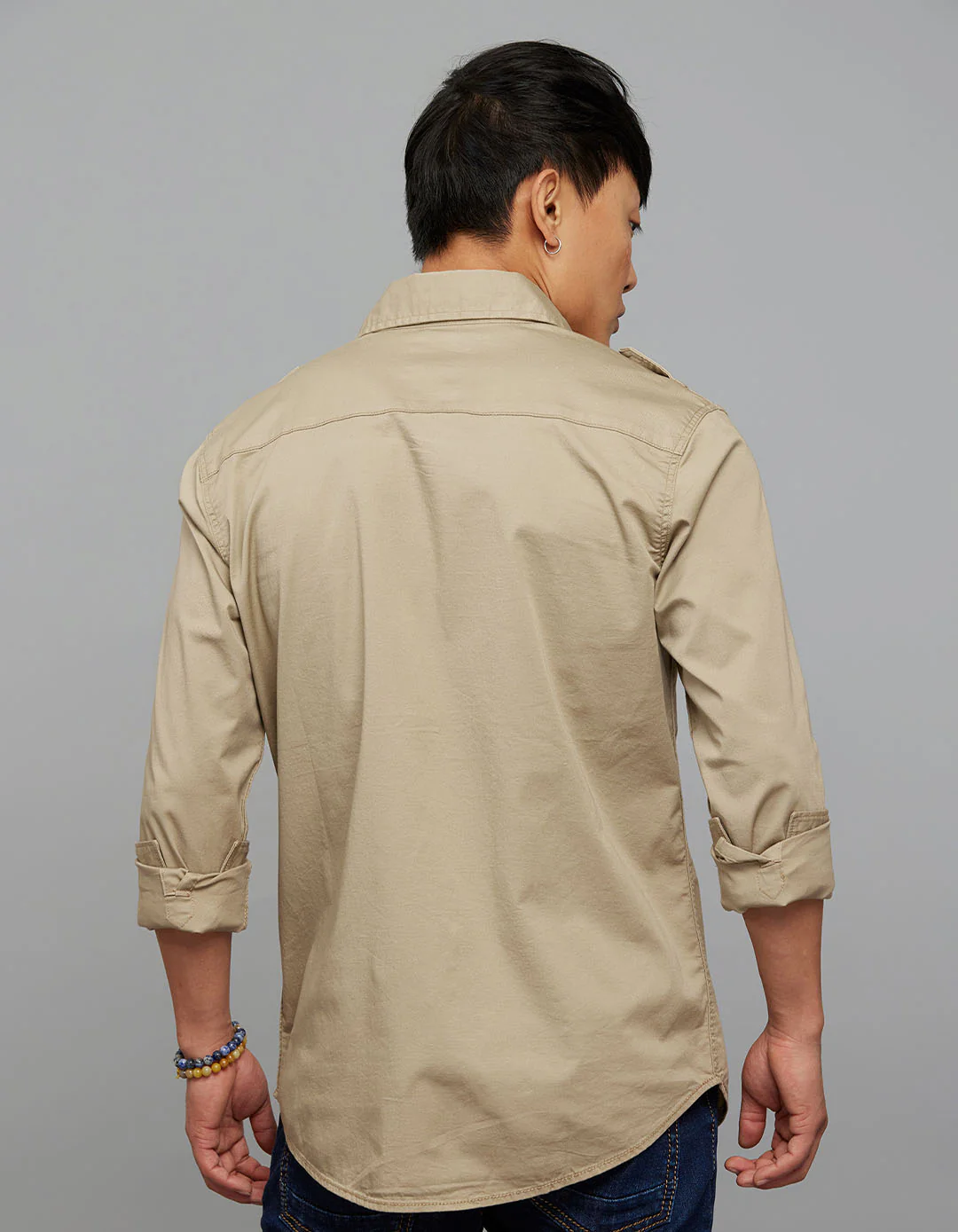 Light Sand Full Sleeves Cargo Shirt - Image 5