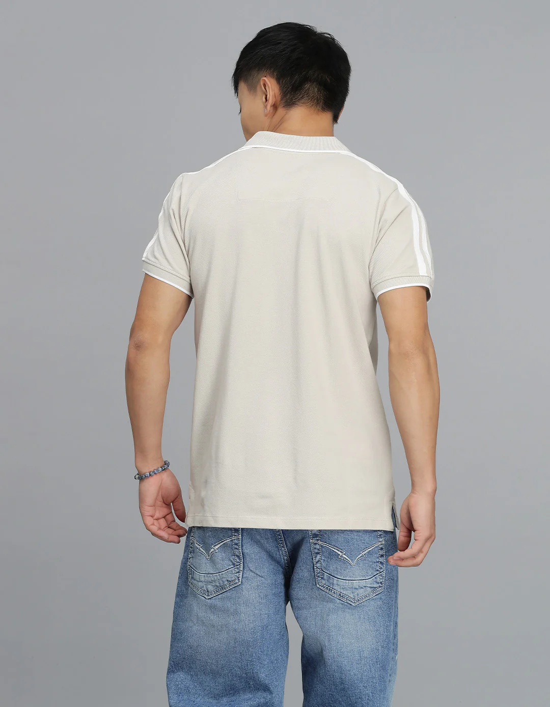 Light Beige Half Sleeves Pique Polo Tee - Image 3