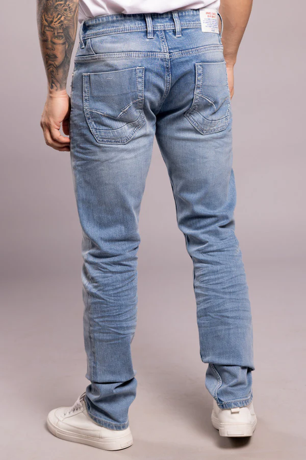 Light Blue Mid-Rise Slim Straight Fit Jeans - Image 5