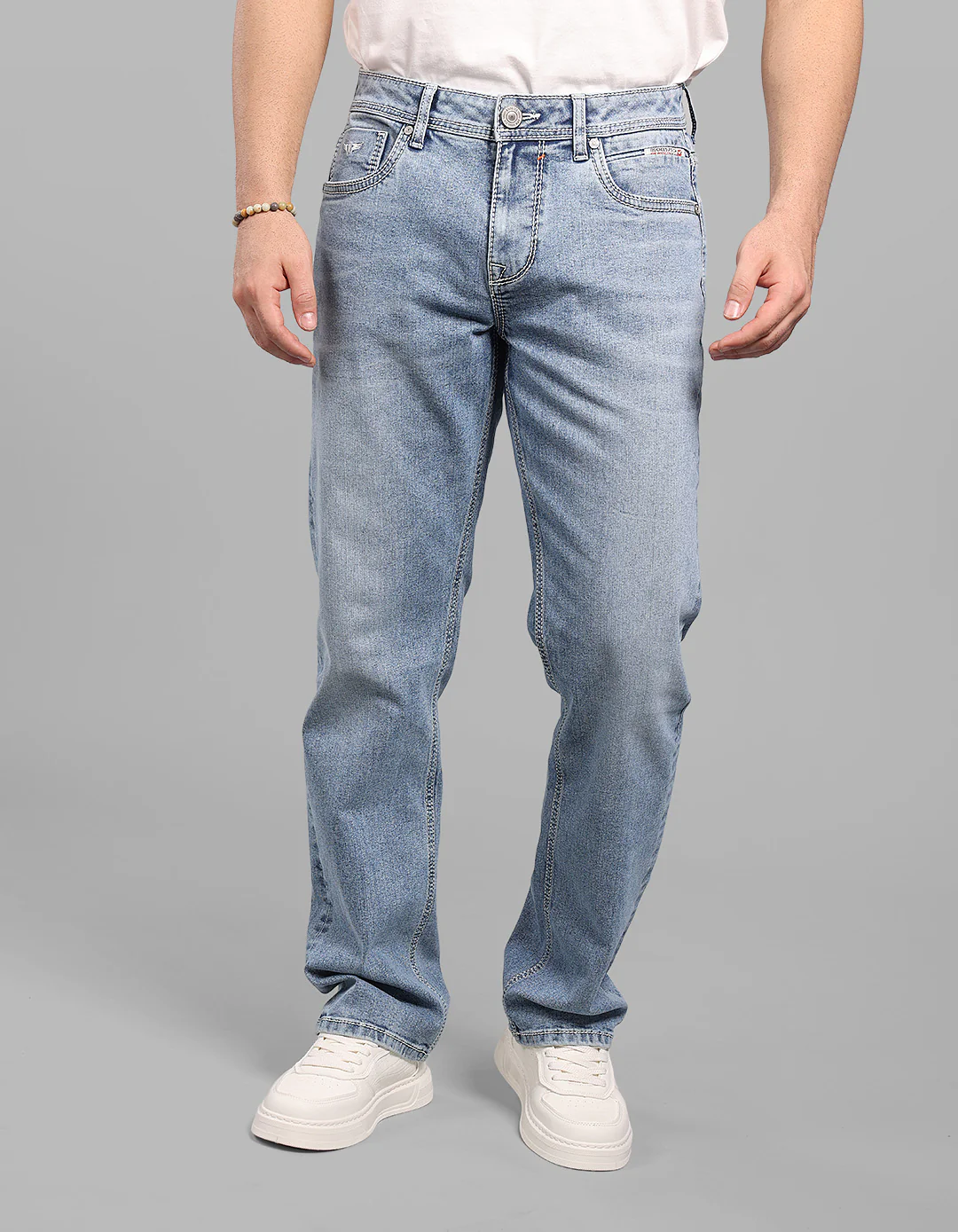 Light Blue Midrise, Comfort And Straight Fit Stretch Jeans