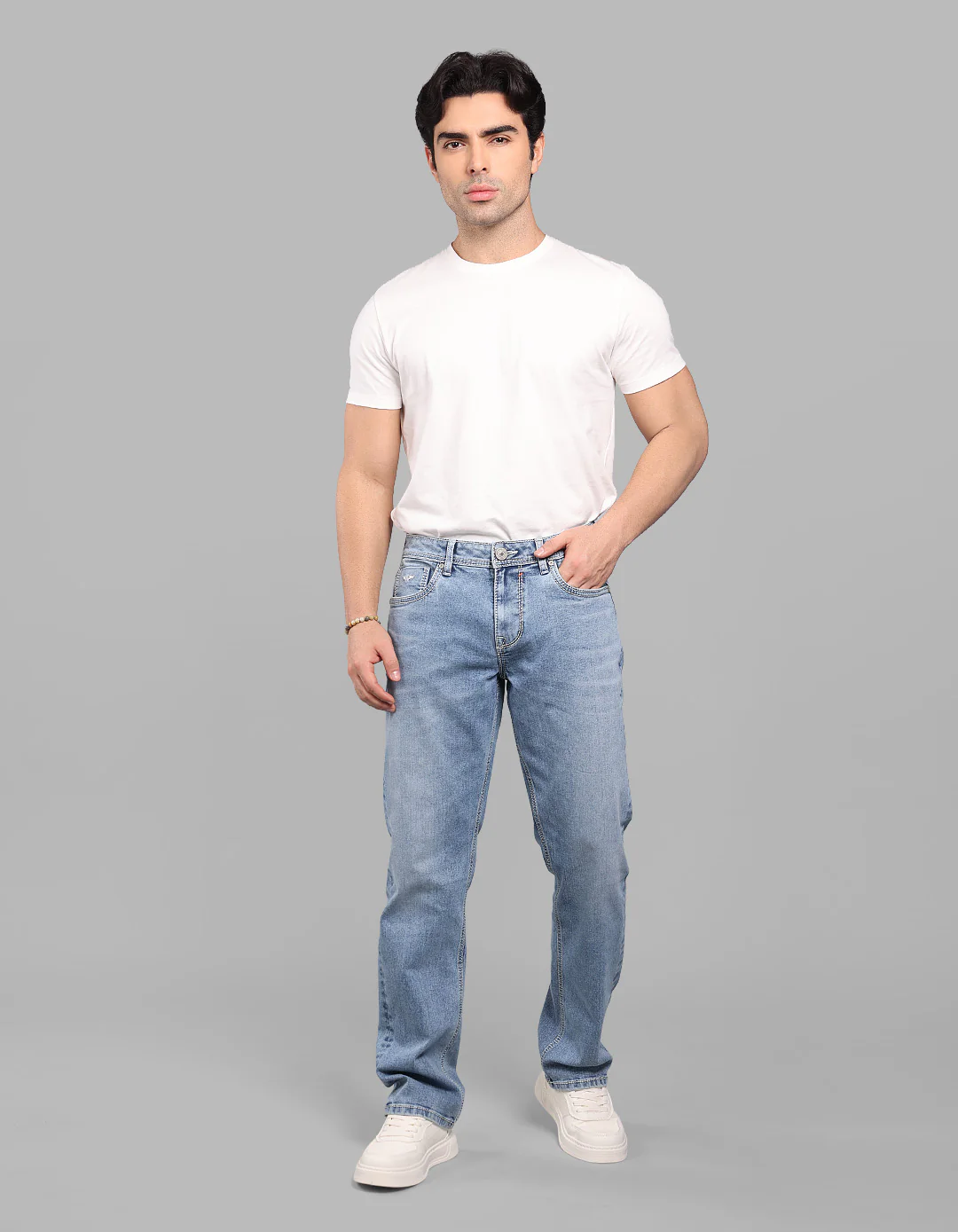 Light Blue Midrise, Comfort And Straight Fit Stretch Jeans - Image 2
