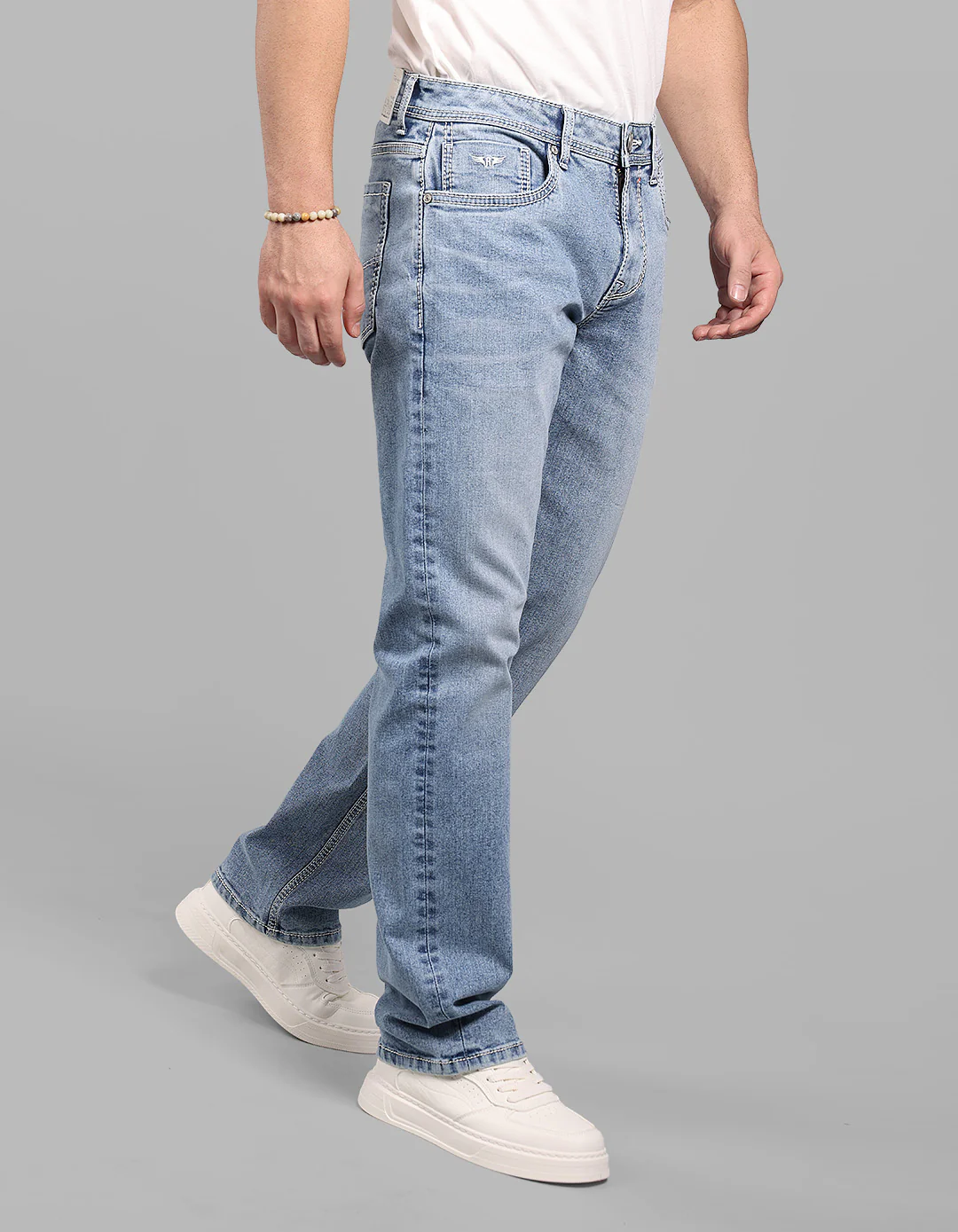 Light Blue Midrise, Comfort And Straight Fit Stretch Jeans - Image 5