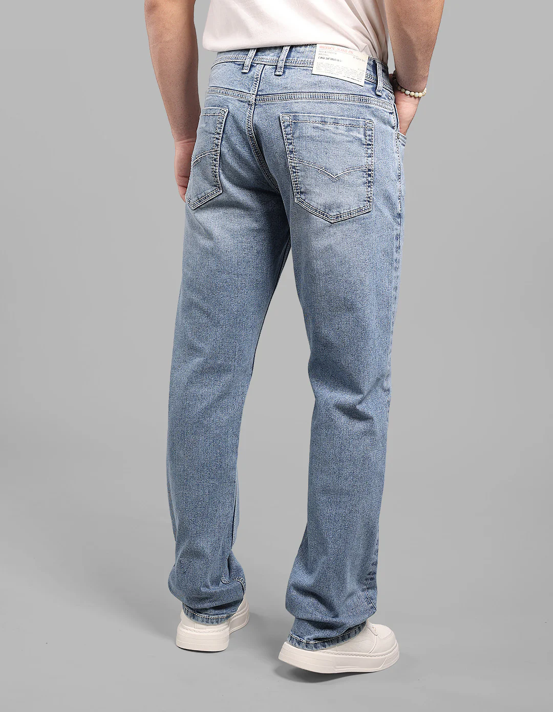 Light Blue Midrise, Comfort And Straight Fit Stretch Jeans - Image 6