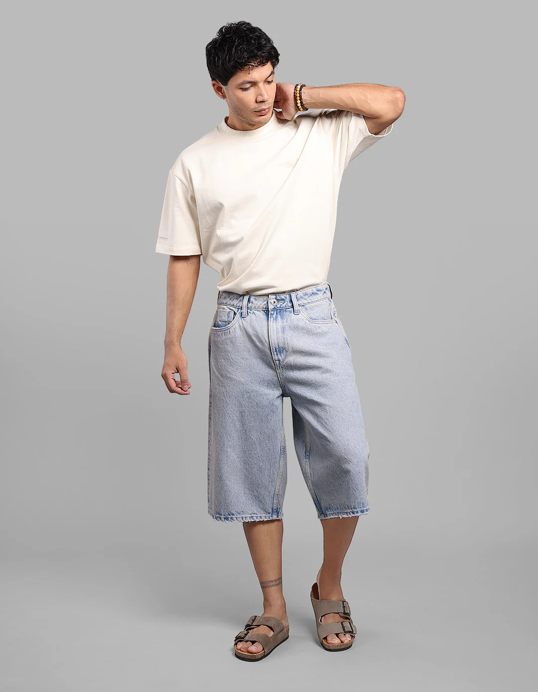 Light Blue Loose Fit Jorts - Image 2