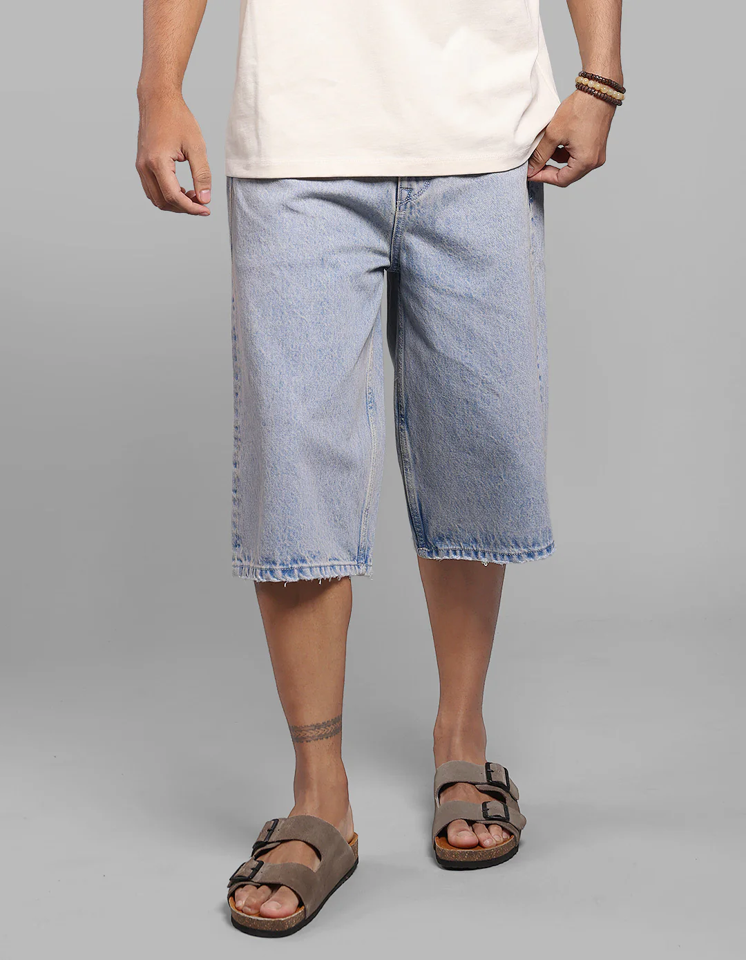 Light Blue Loose Fit Jorts - Image 3