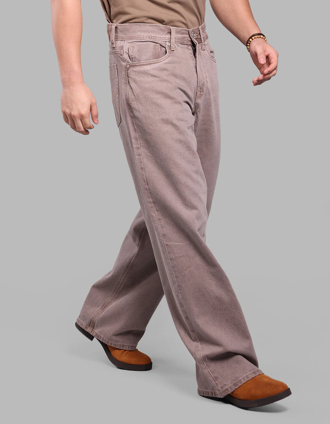 Light Brown Extra Loose Fit Jeans - Image 4