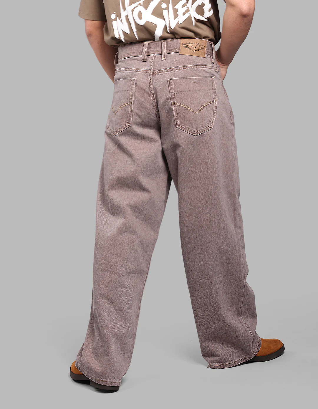 Light Brown Extra Loose Fit Jeans - Image 7