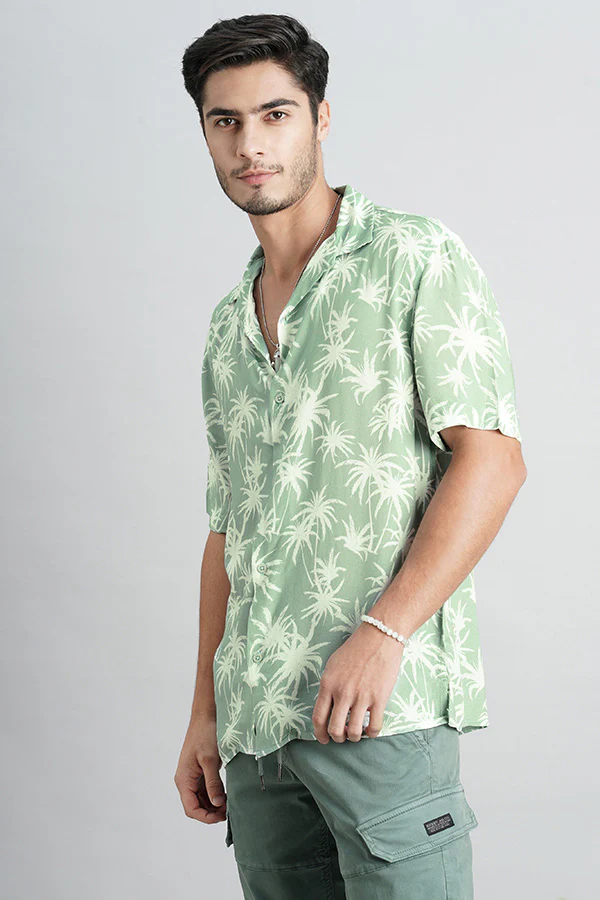 Light Green Half Sleeve Printed Shirt - Image 5