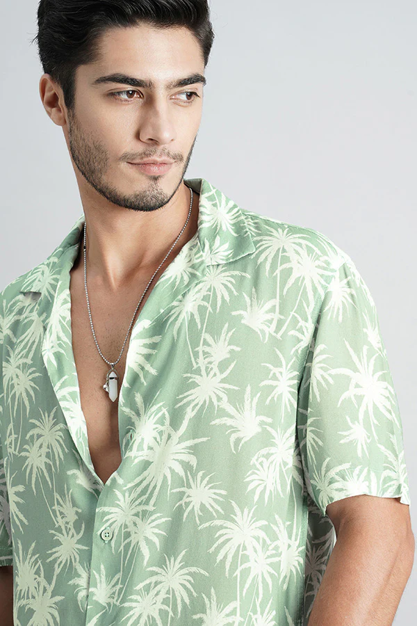 Light Green Half Sleeve Printed Shirt - Image 6