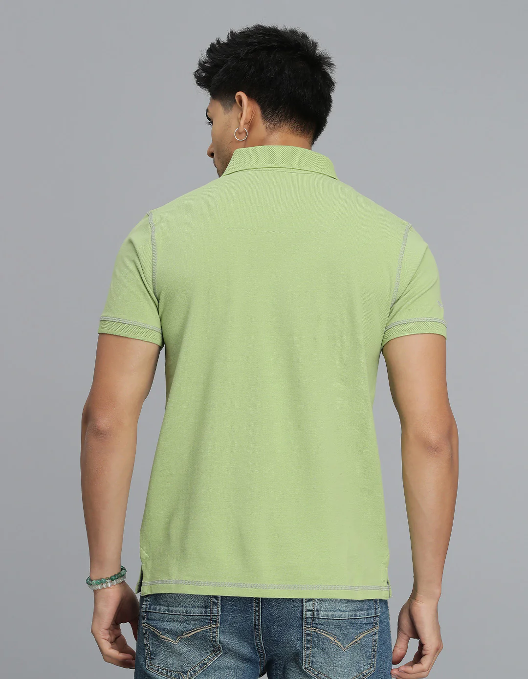 Light Green Half Sleeves Pique Polo Tee - Image 3