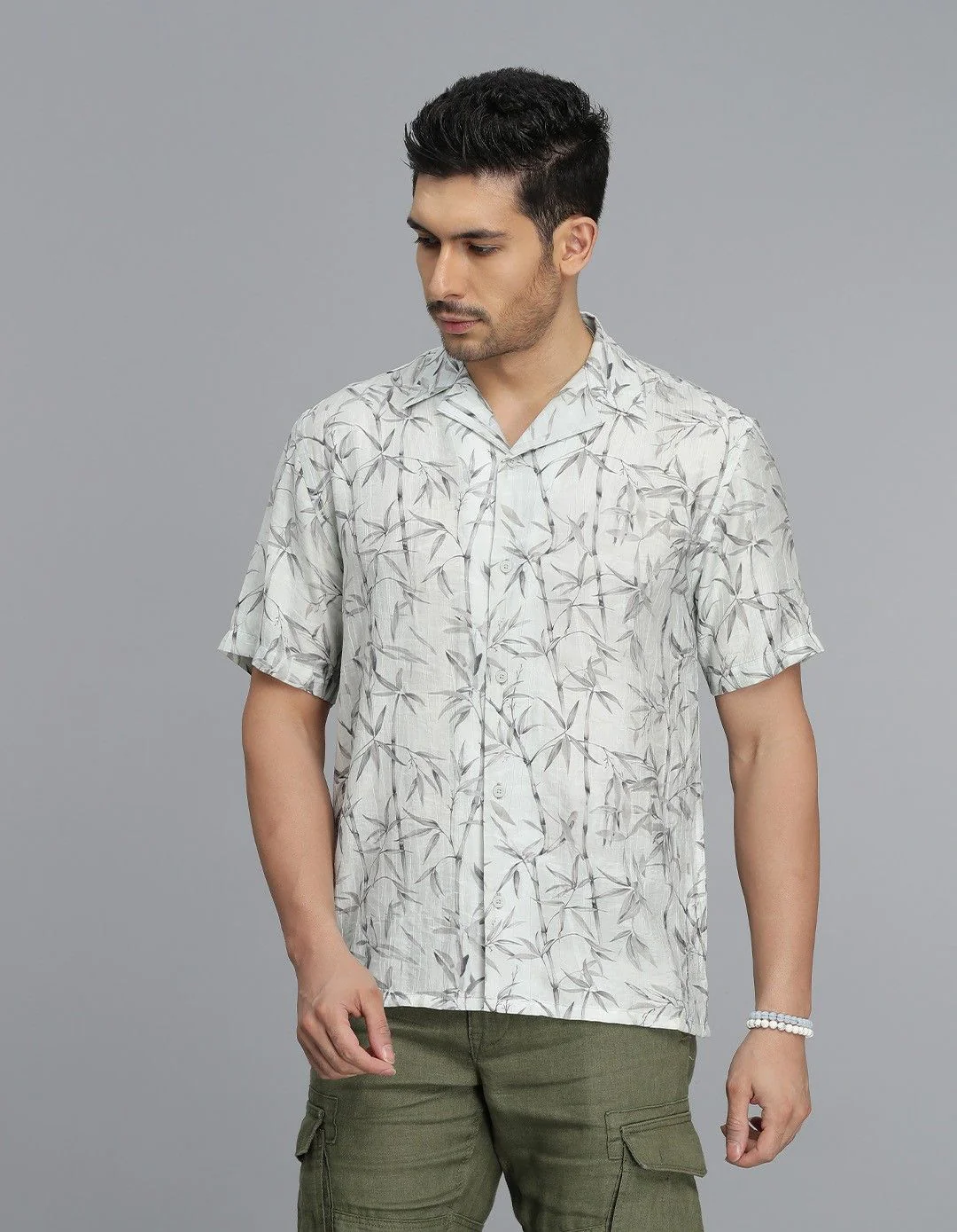 Light Green Half Sleeves Printed Shirt