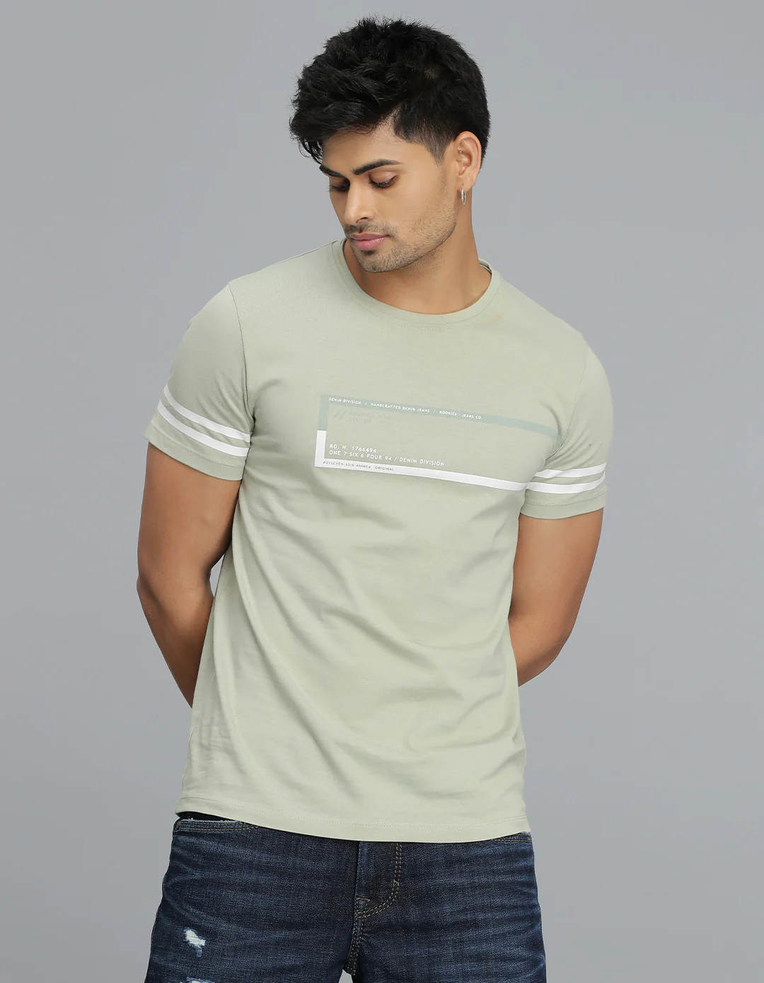 Light Green Half Sleeves Round Neck Tee