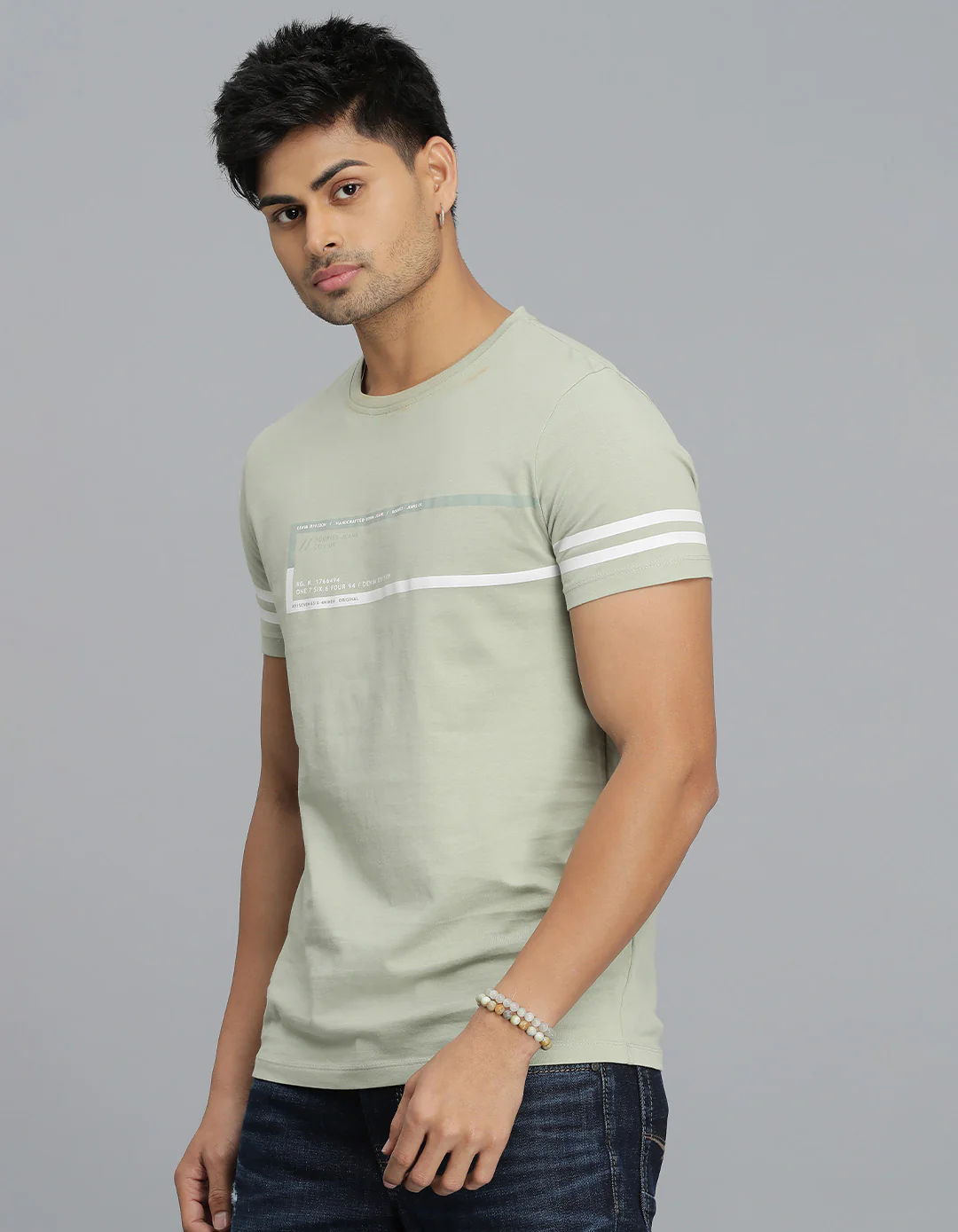 Light Green Half Sleeves Round Neck Tee - Image 3