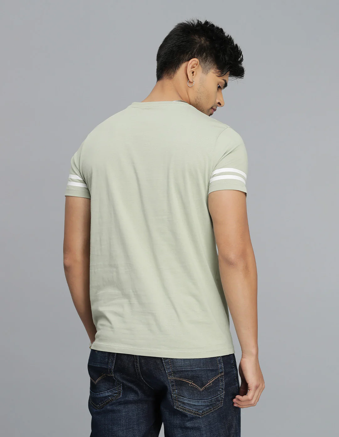 Light Green Half Sleeves Round Neck Tee - Image 5