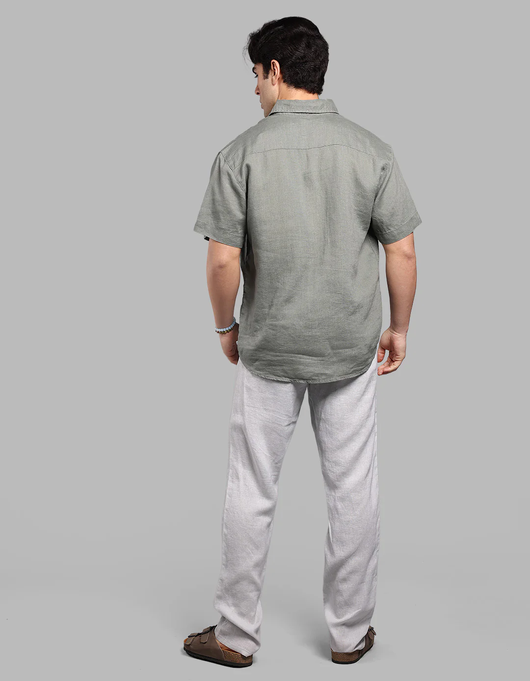 Light Grey 100% Linen Pant - Image 4