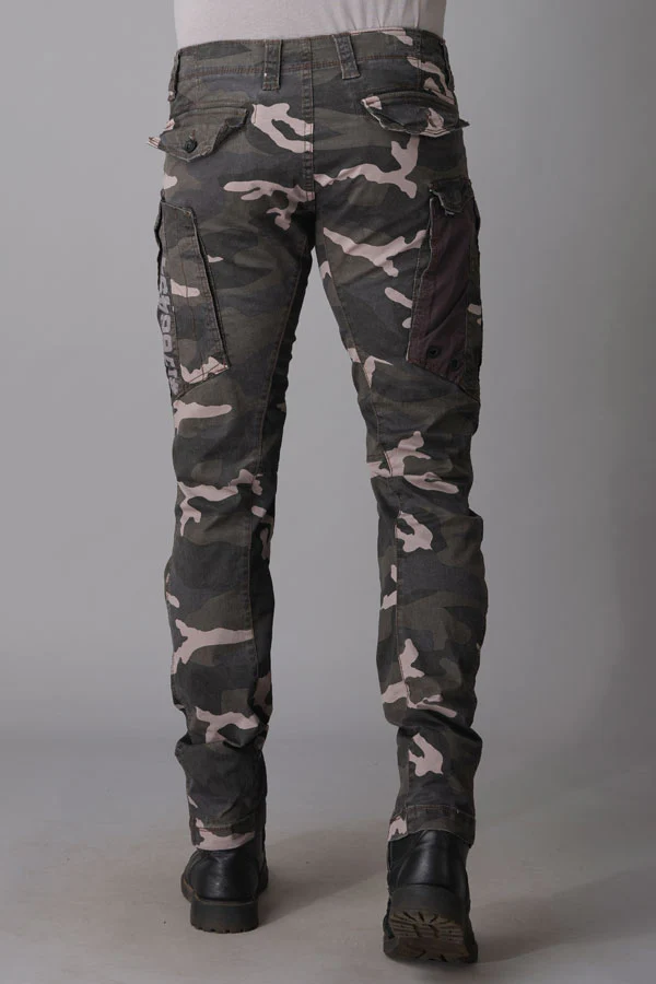 Light Grey Camo Print Regular Fit Cargo Pant - Image 5