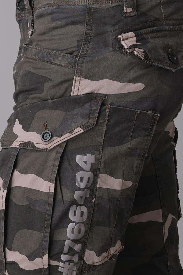 Light Grey Camo Print Regular Fit Cargo Pant - Image 6