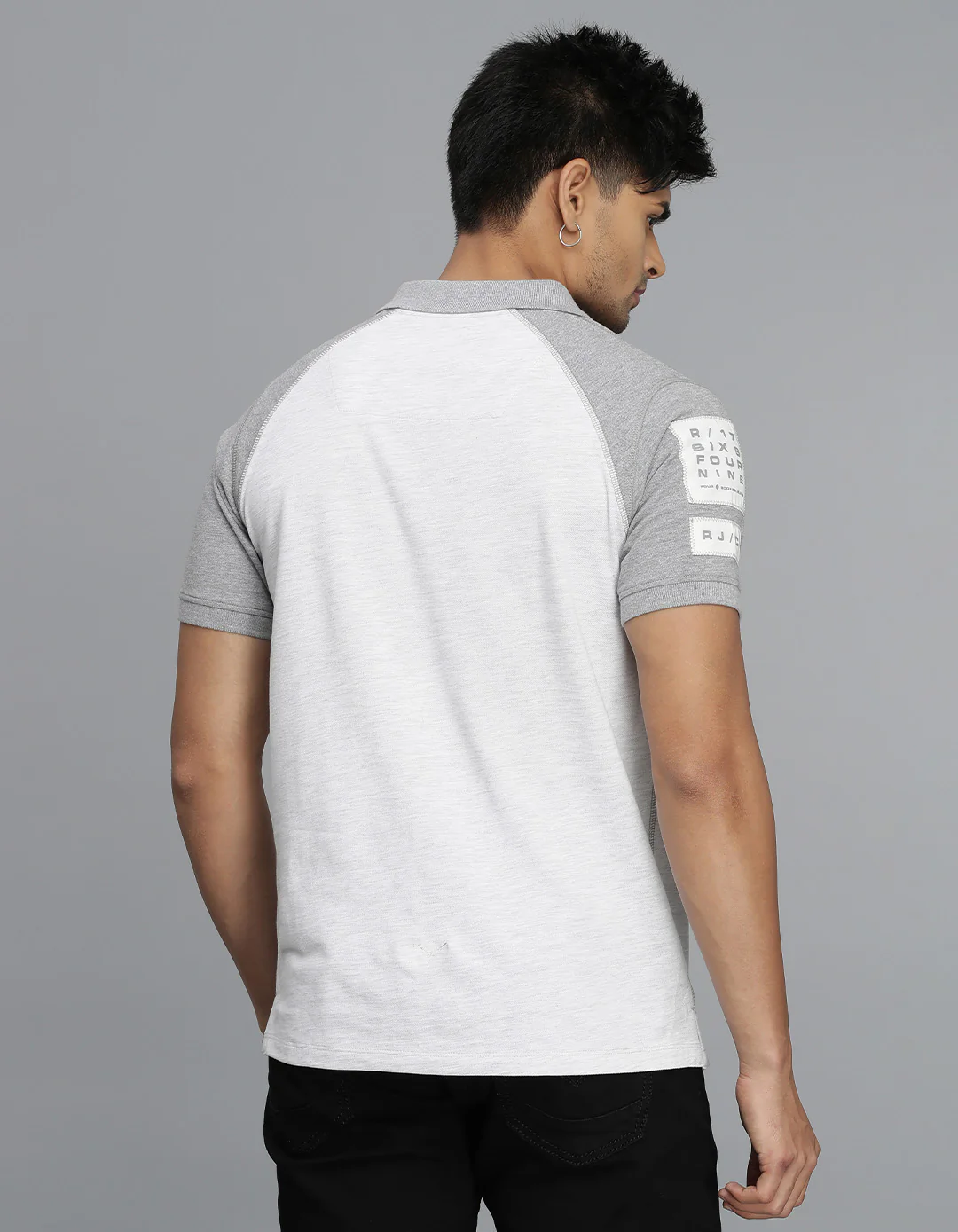 Light Grey Half Sleeves Pique Polo Tee - Image 3