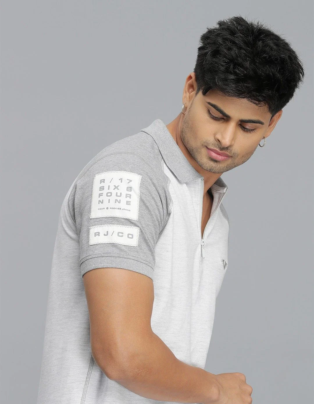 Light Grey Half Sleeves Pique Polo Tee - Image 4