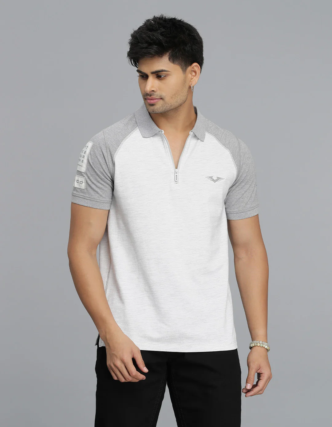 Light Grey Half Sleeves Pique Polo Tee - Image 5