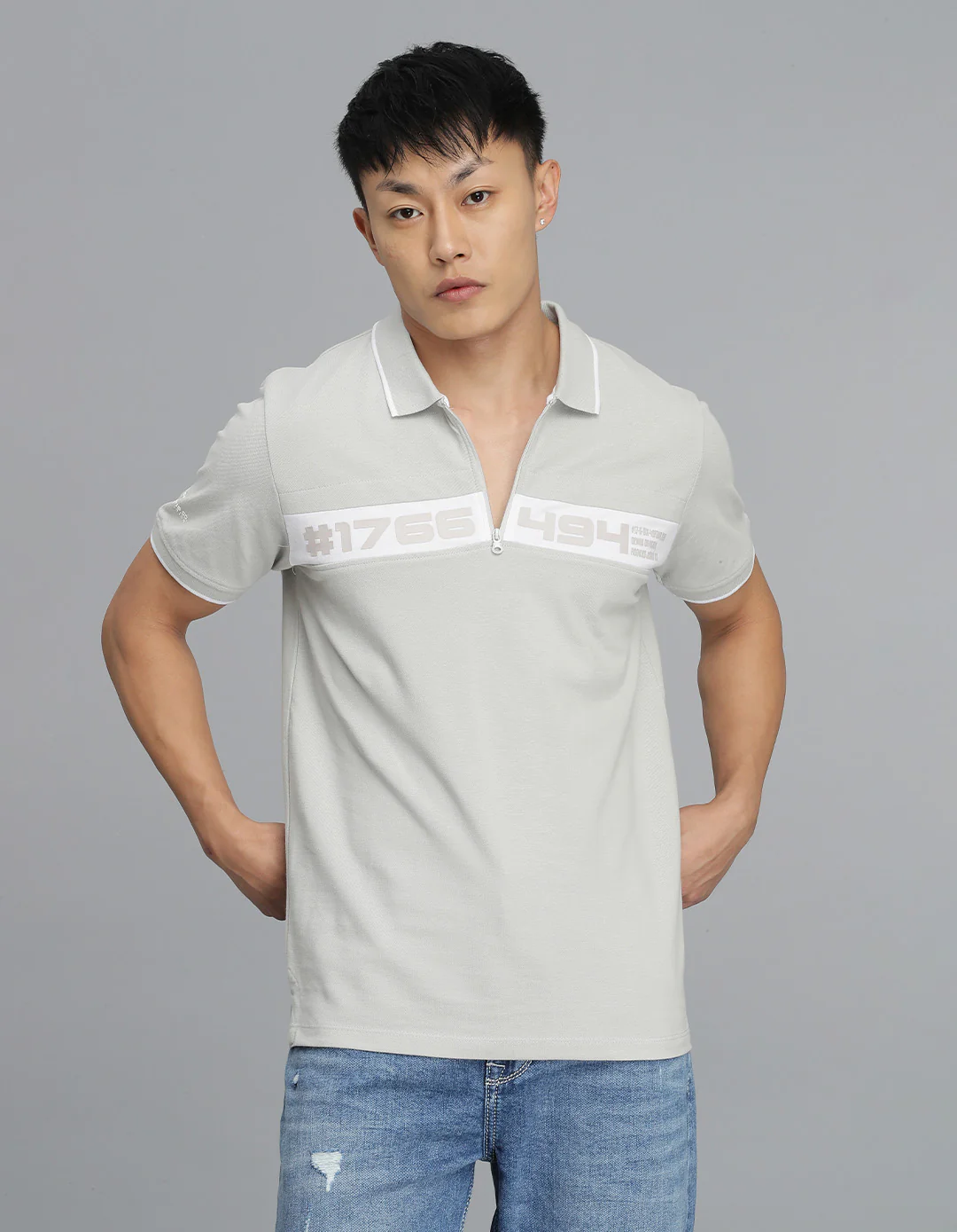 Light Grey Half Sleeves Pique Polo Tee