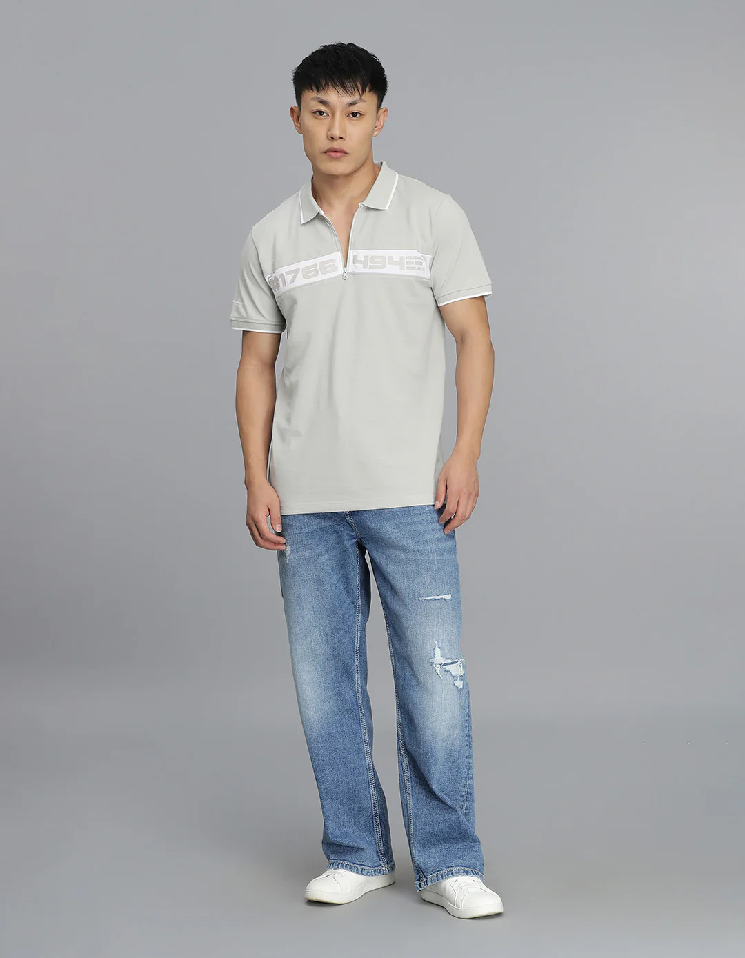 Light Grey Half Sleeves Pique Polo Tee - Image 2