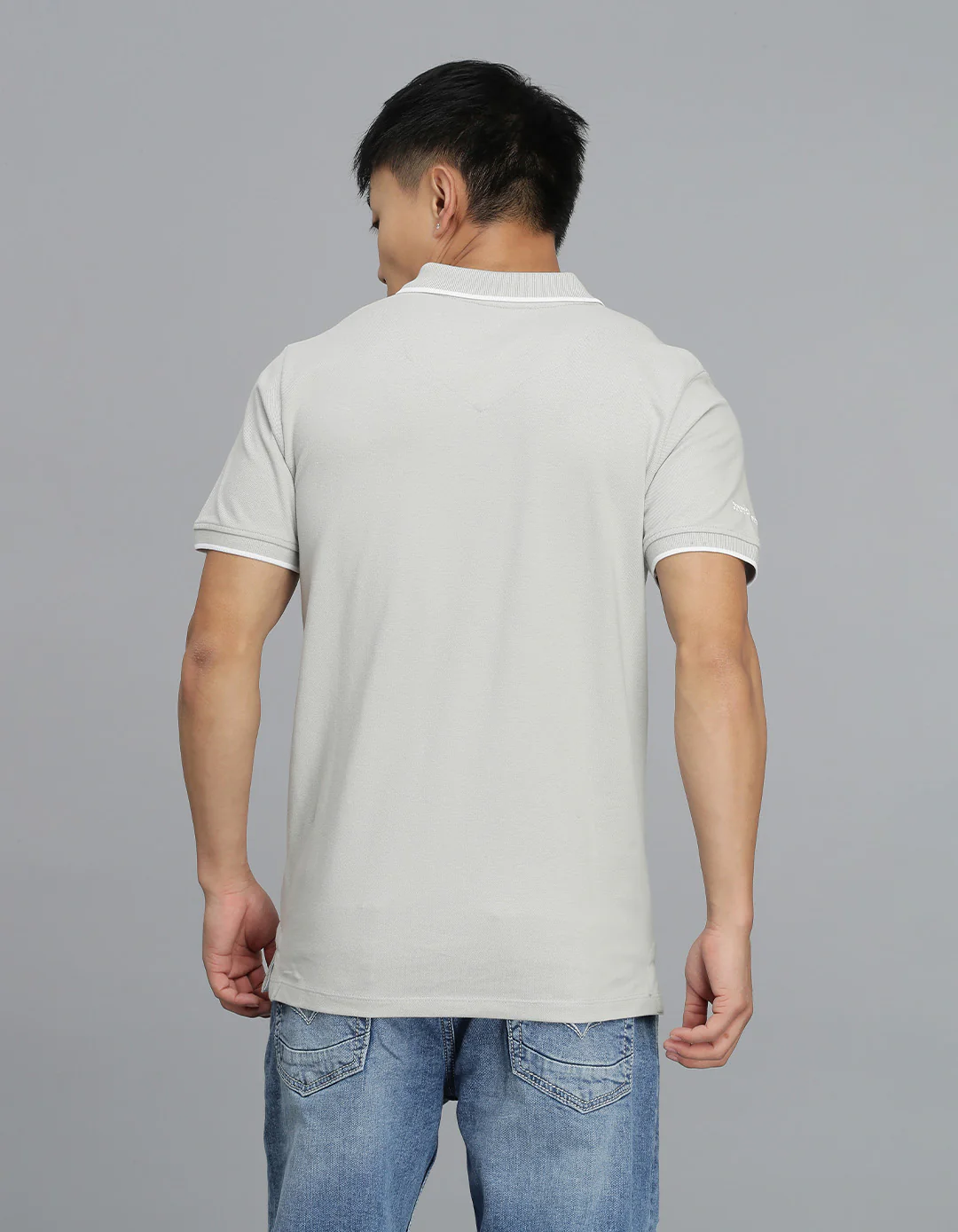 Light Grey Half Sleeves Pique Polo Tee - Image 5
