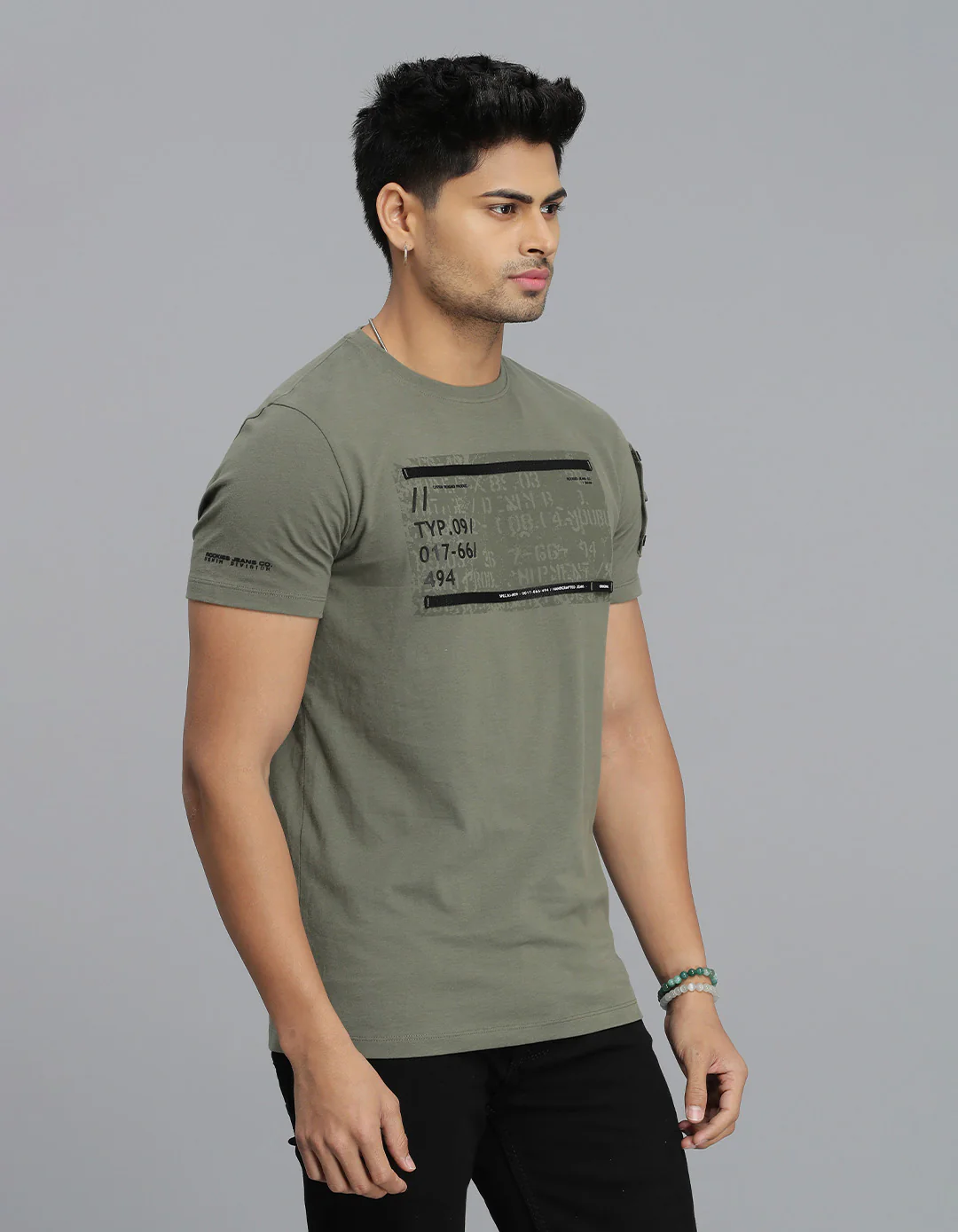 Light M Green Half Sleeves Round Neck Tee - Image 4