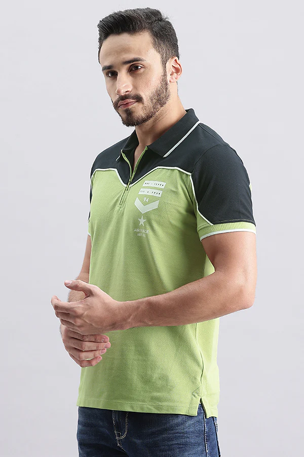 Light Moss Half Sleeve Pique Polo Tee - Image 5