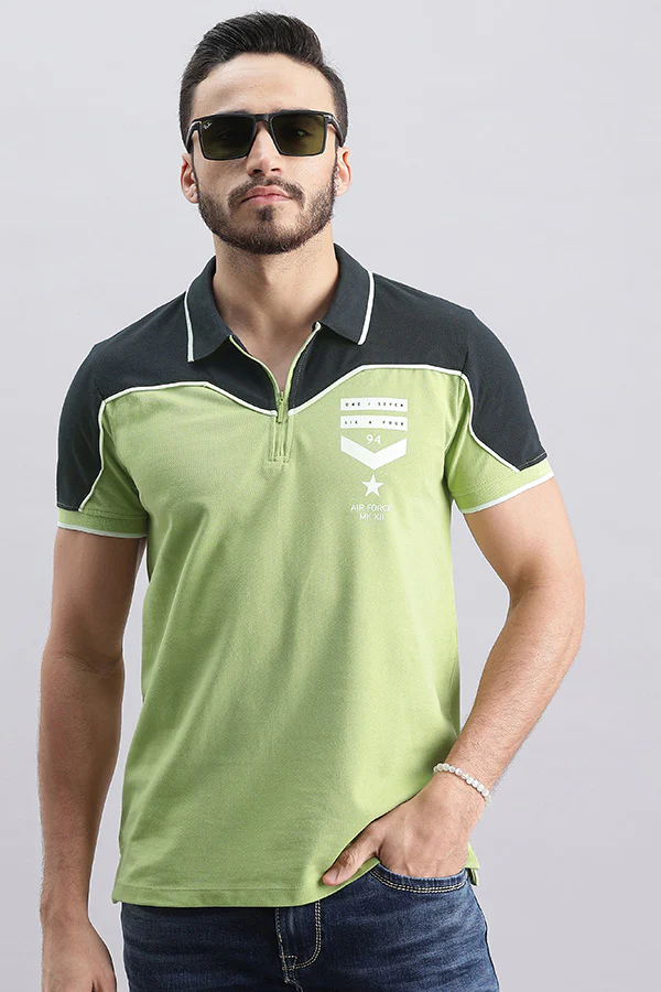 Light Moss Half Sleeve Pique Polo Tee - Image 6