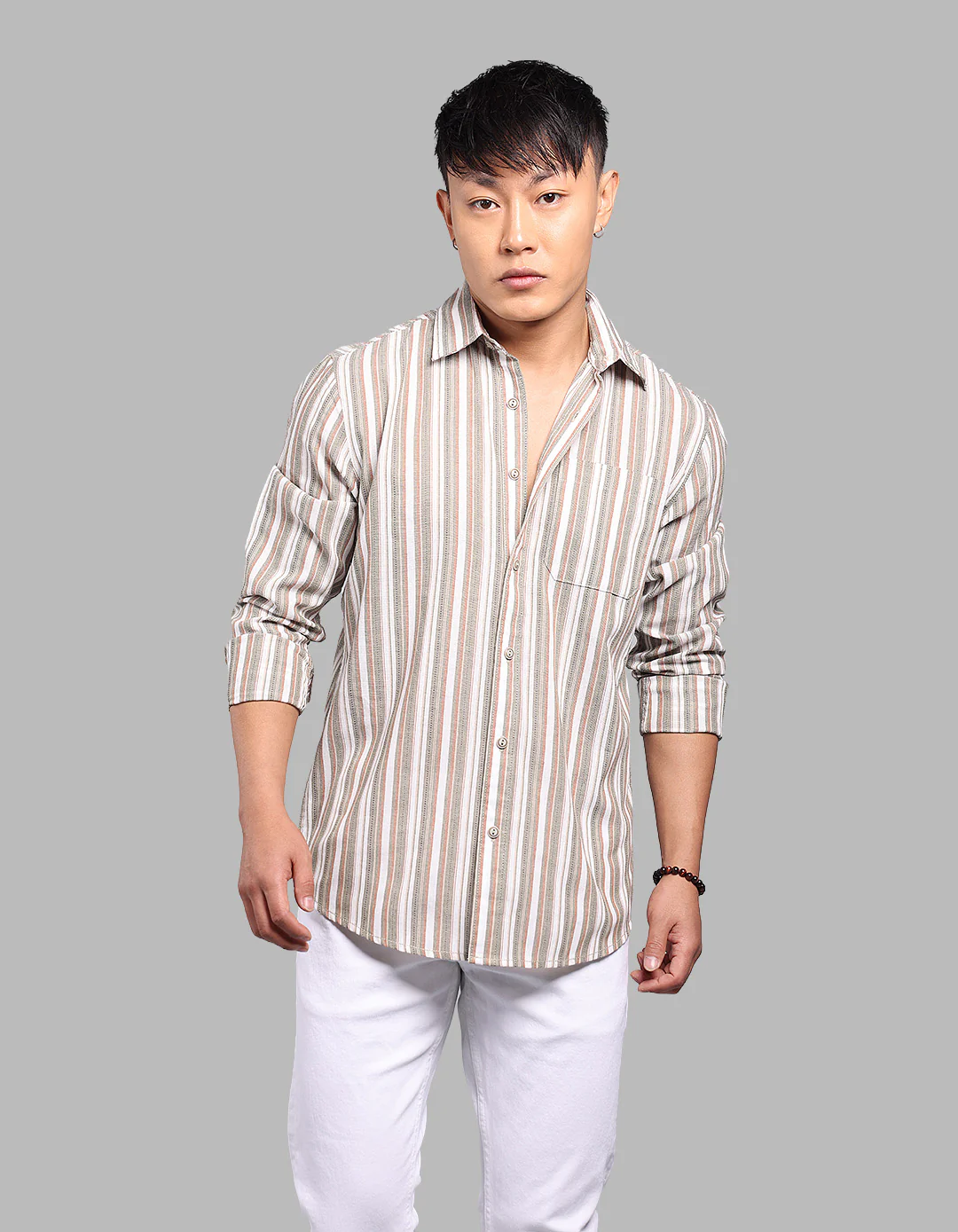 Light Olive Full Sleeve Stripe Shirt