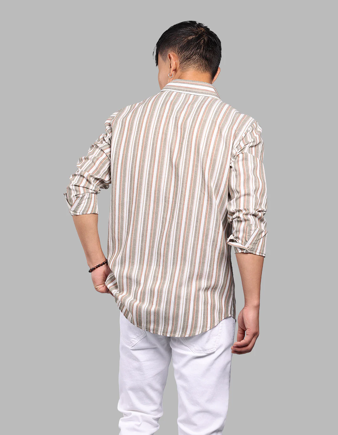 Light Olive Full Sleeve Stripe Shirt - Image 5