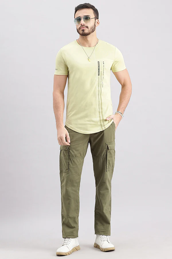 Light Olive Half Sleeve Round Neck Tee - Image 2