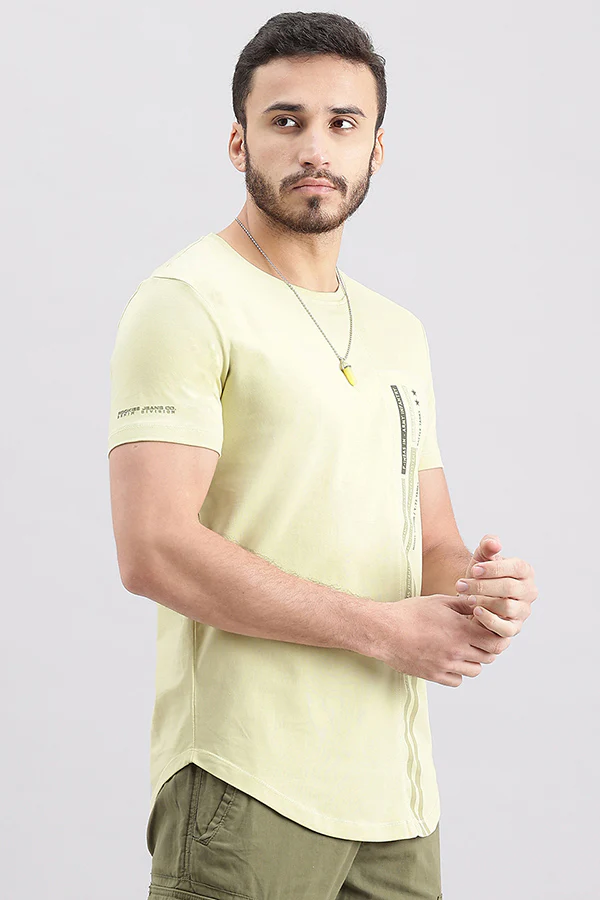 Light Olive Half Sleeve Round Neck Tee - Image 3