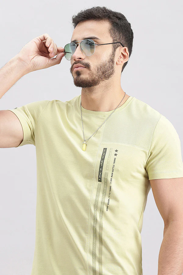 Light Olive Half Sleeve Round Neck Tee - Image 6