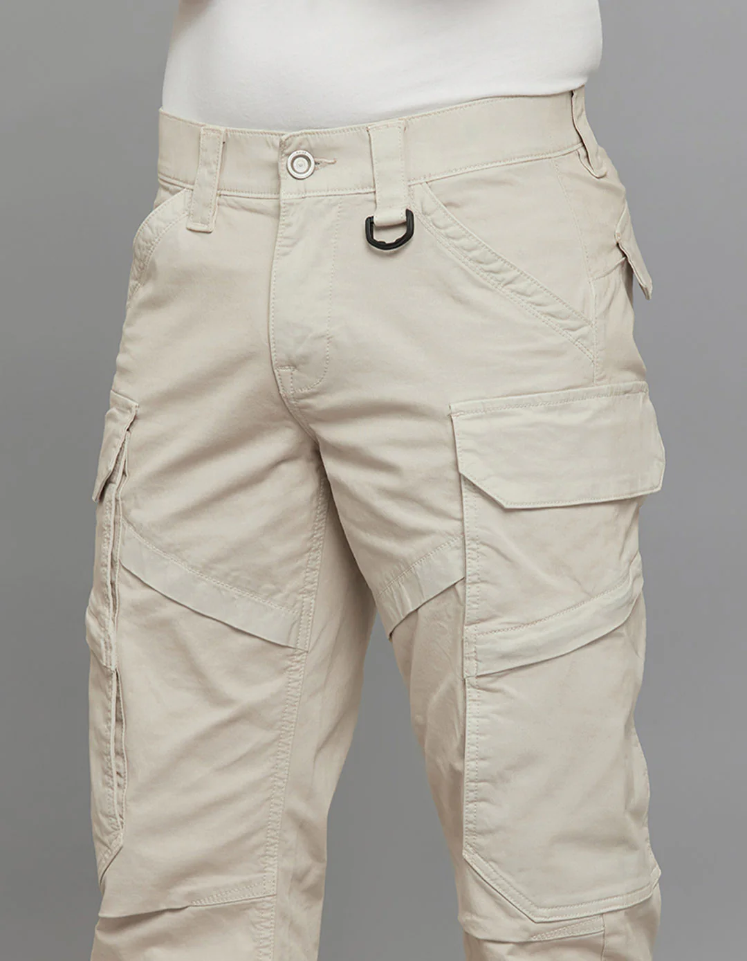 Light Sand Comfort Straight Fit Stretch Cargo Pants - Image 5