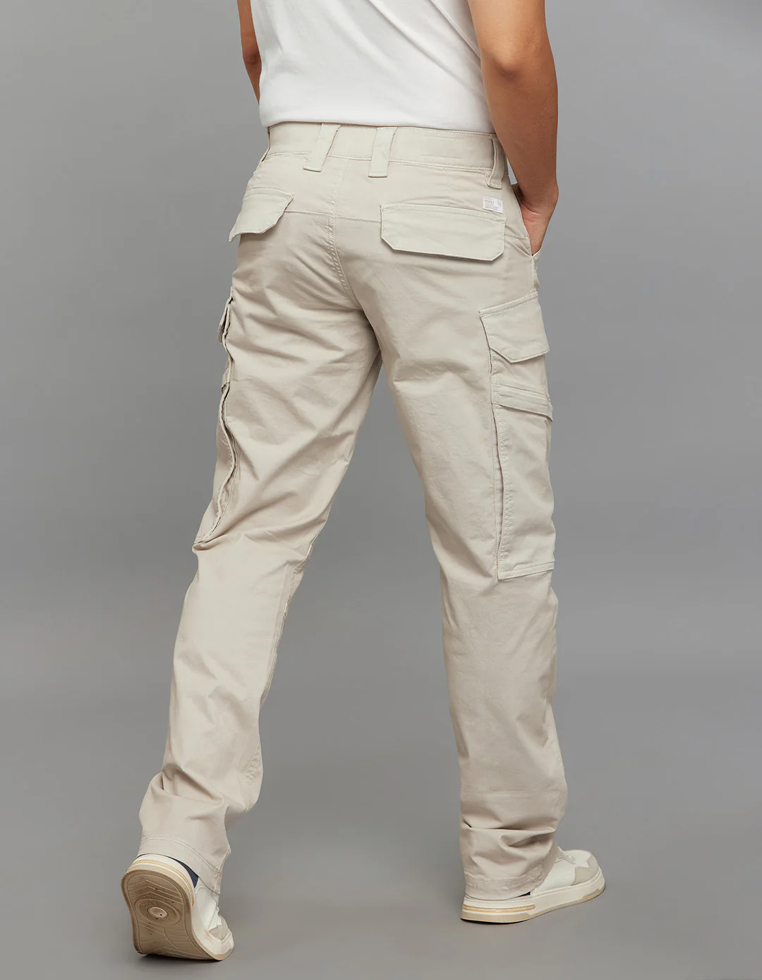 Light Sand Comfort Straight Fit Stretch Cargo Pants - Image 7